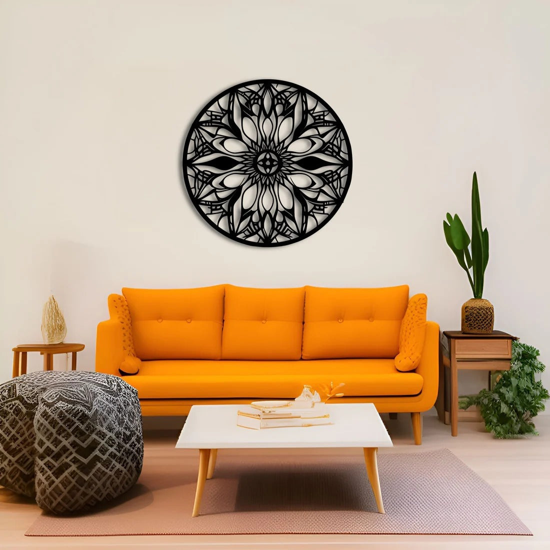 Mandala Art Design Flower Circle Metal Artwork Wall Decor