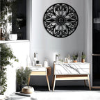 Mandala Art Design Flower Circle Metal Artwork Wall Decor