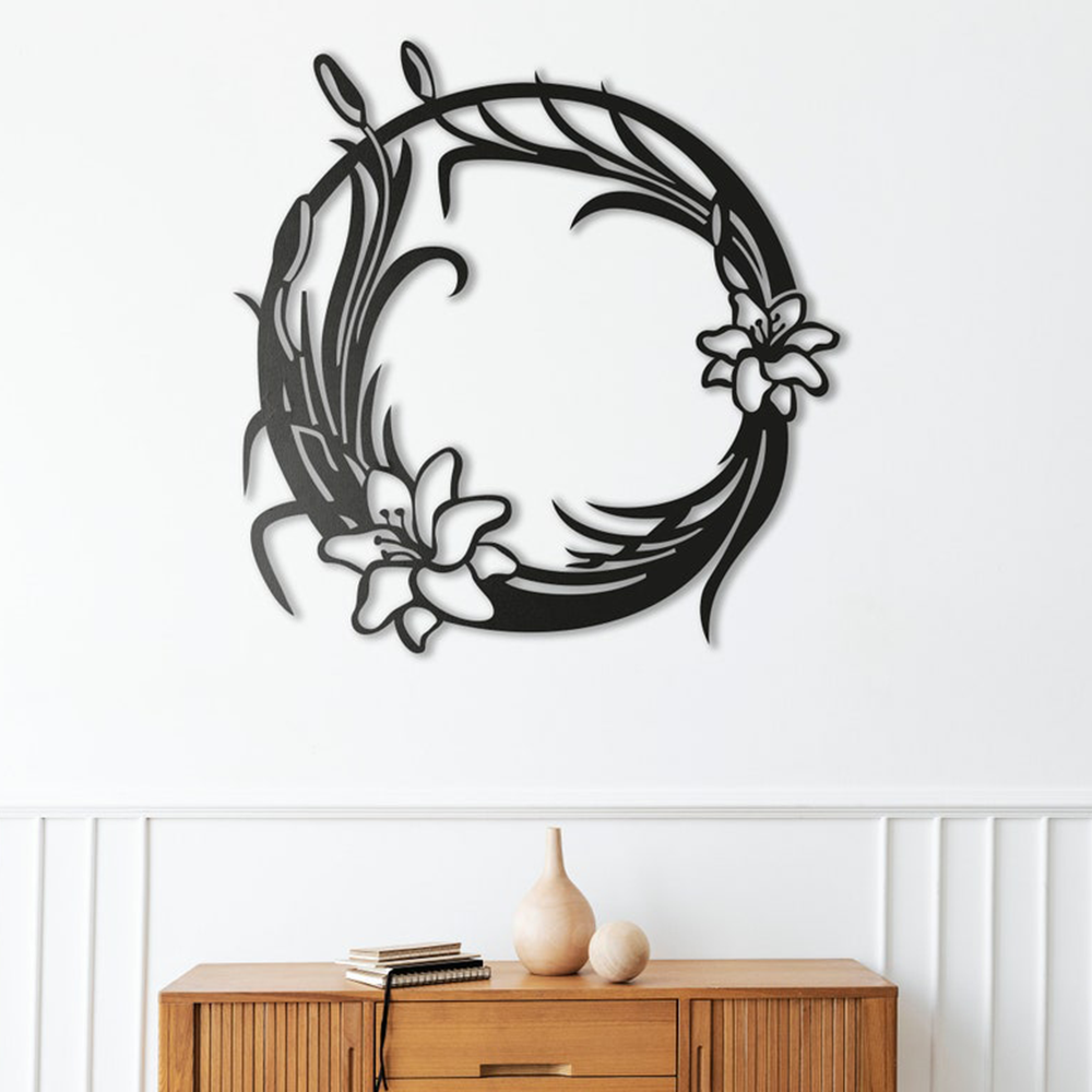 Metal Round Flower Design Wall Metal Art Decor