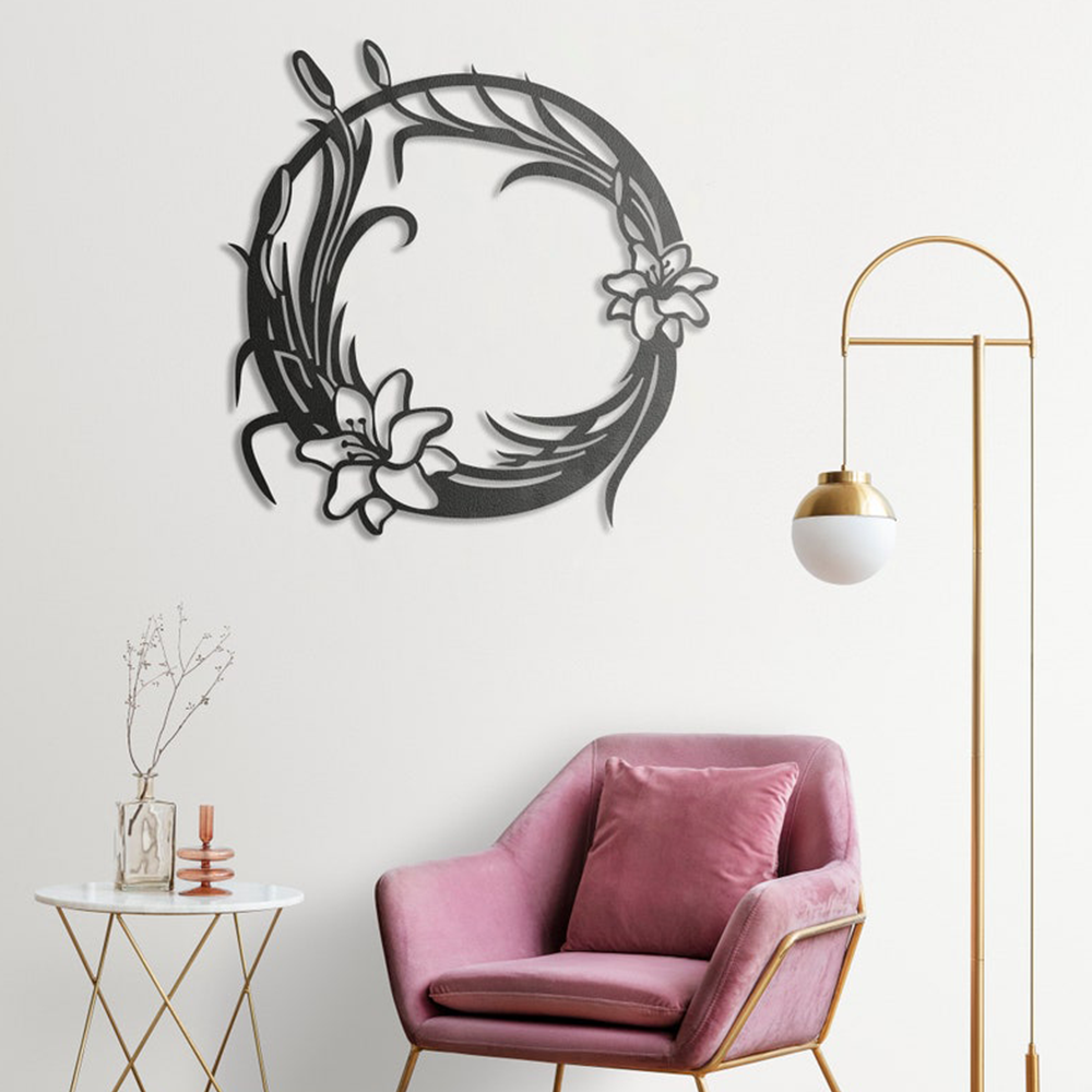 Metal Round Flower Design Wall Metal Art Decor