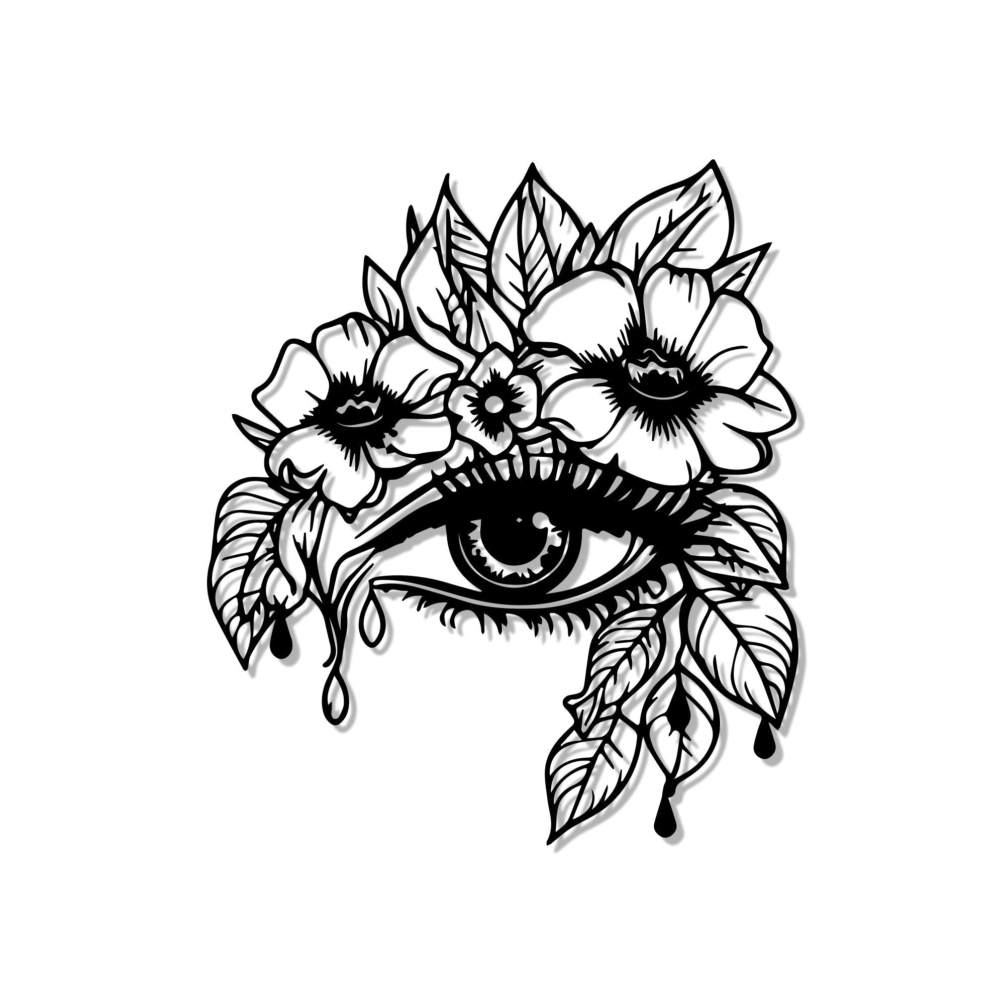 Minimalist Beautiful Blooming Eye Metal Wall Art Decor