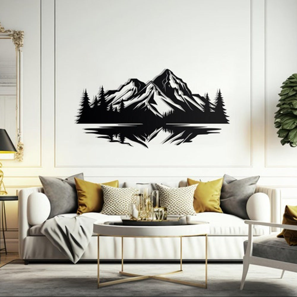 Mirrored Mountain Vista Scenery Metal Wall Art Decor