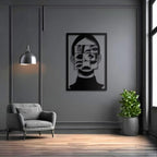 Modern Art Women Face Frame Metal Wall Art Decor
