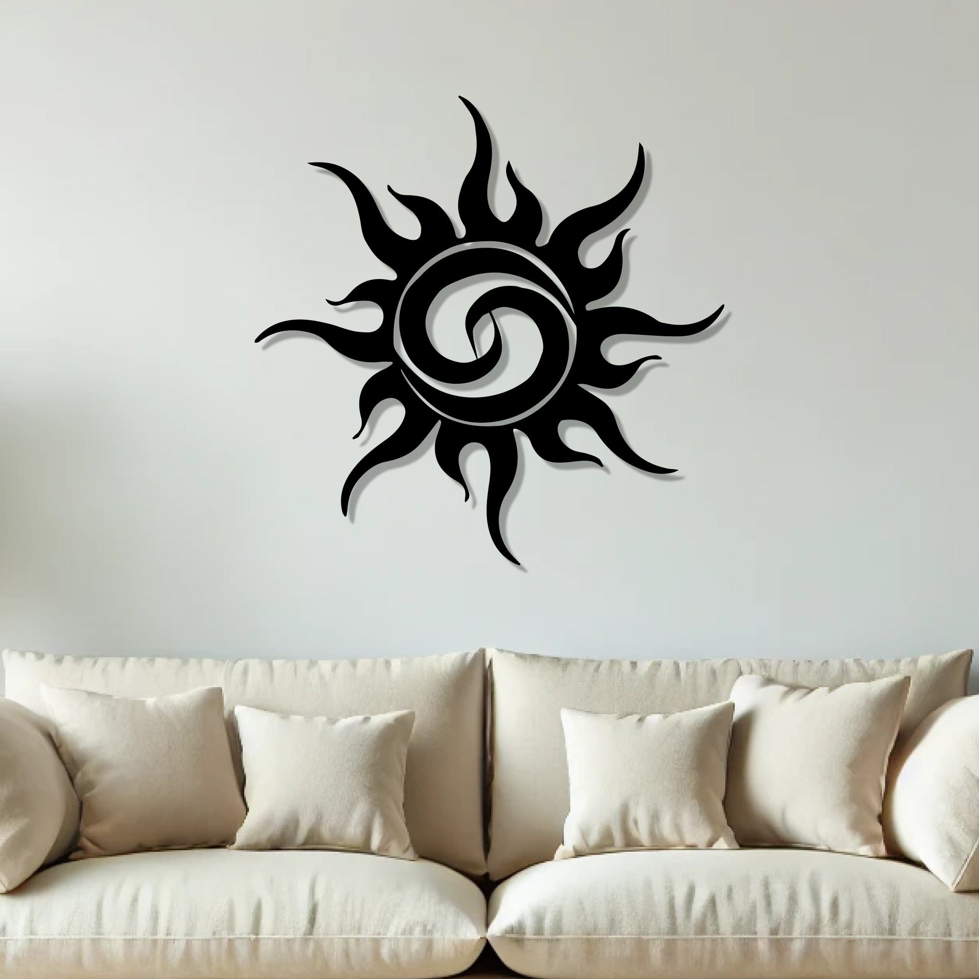 Modern Design Sunburst Silhouette Metal Wall Art Decor