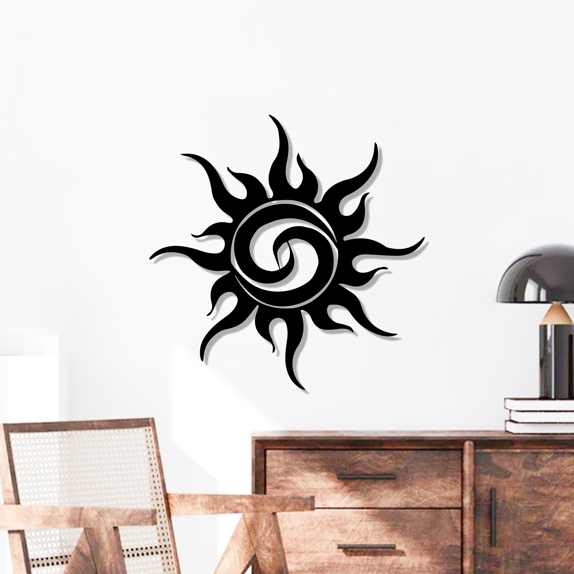 Modern Design Sunburst Silhouette Metal Wall Art Decor