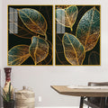 Modern Exquisite oak Leaves Art Acrylic Floating Wall Painting Set Of 2