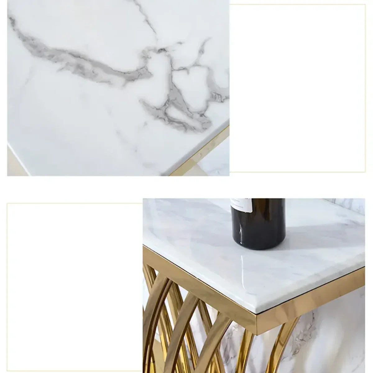Modern Glam Console Table with Designer Gold Base