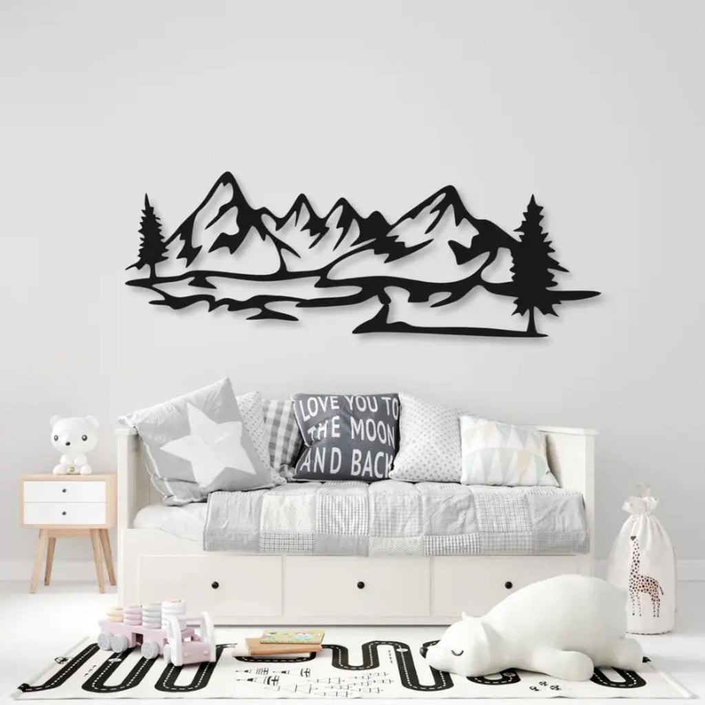 Mountain With Pine Trees Scenery Metal Art Wall Decor