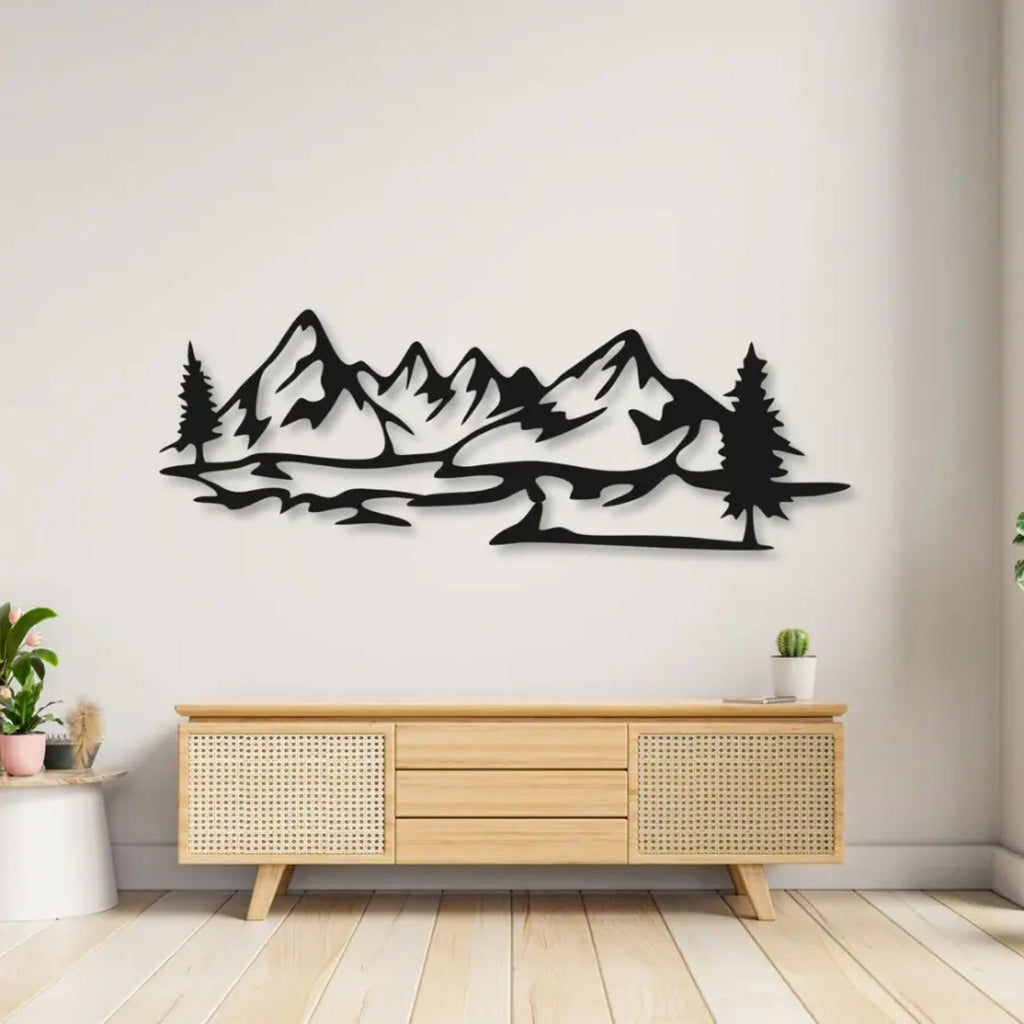 Mountain With Pine Trees Scenery Metal Art Wall Decor