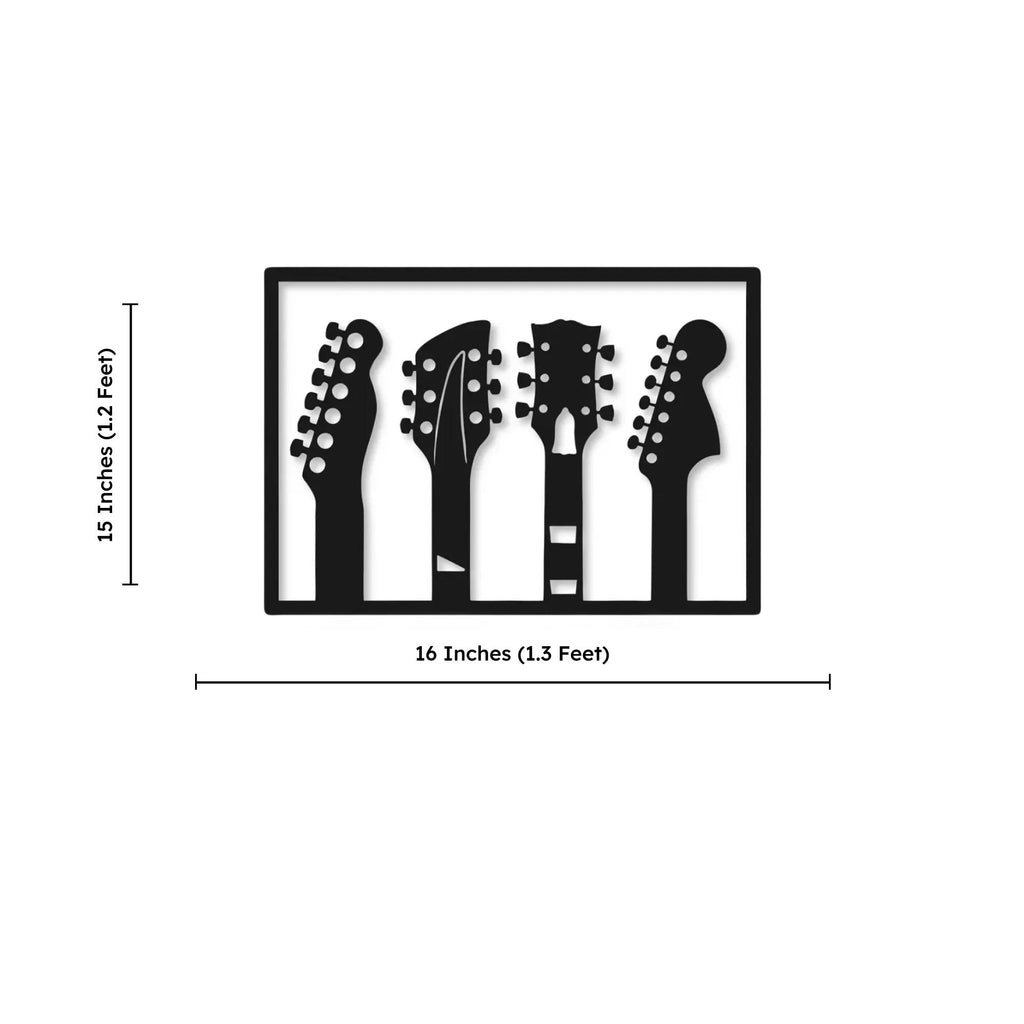 Musical Guitar Silhouette Metal Wall Art Decor