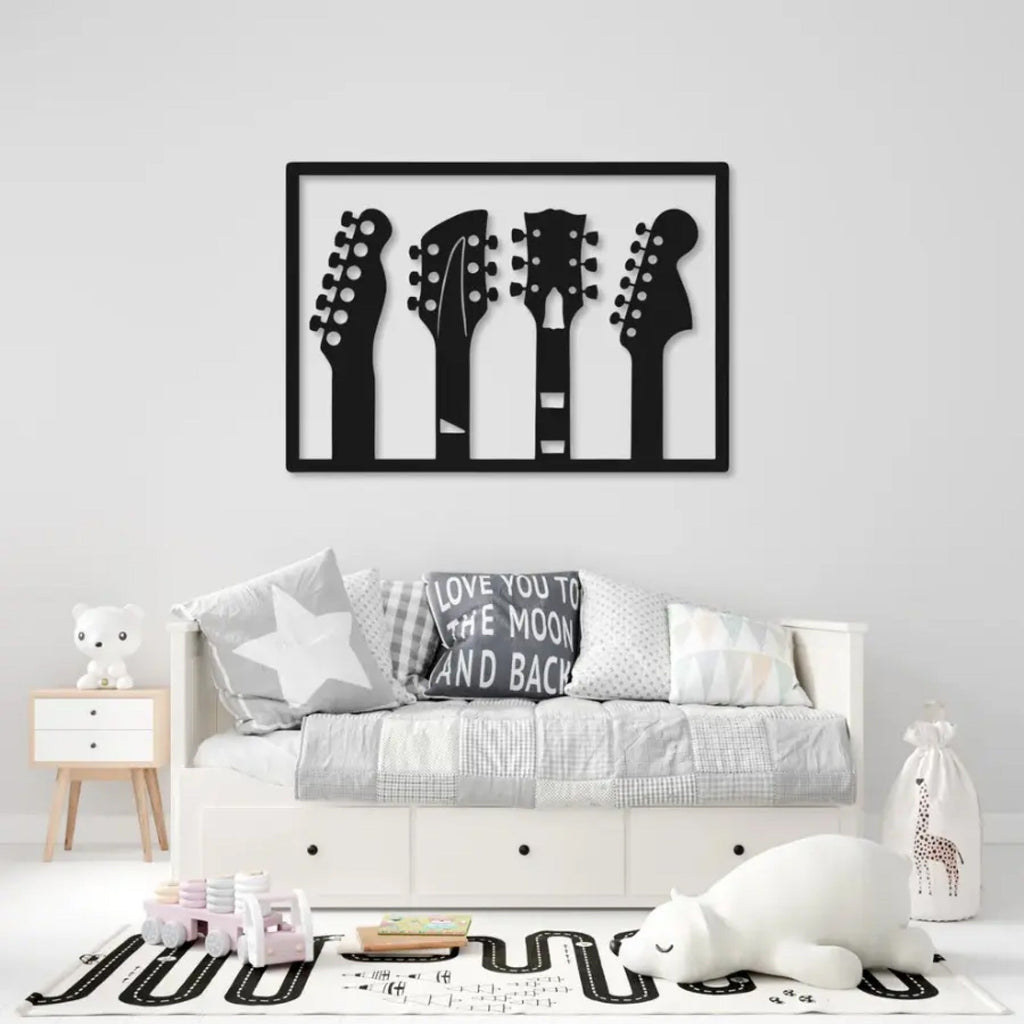 Musical Guitar Silhouette Metal Wall Art Decor