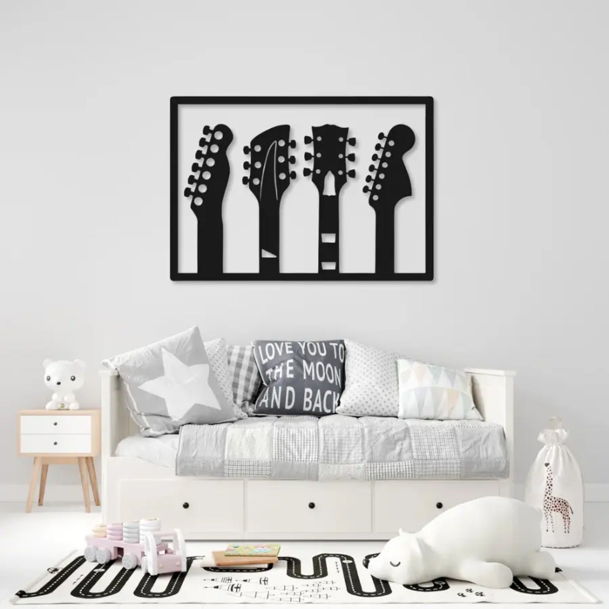 Musical Guitar Silhouette Metal Wall Art Decor