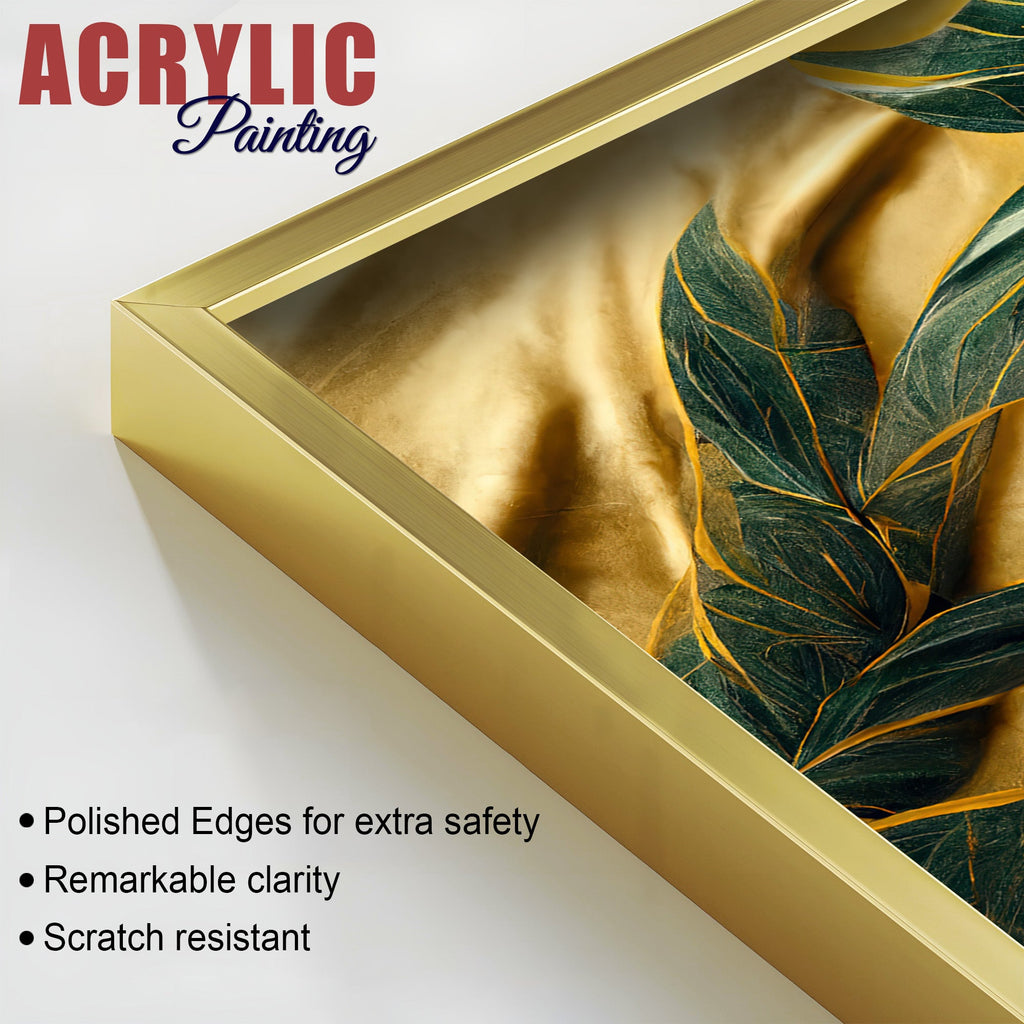 Premium Art of Leaves Acrylic Art Floating Wall Painting Set Of 2