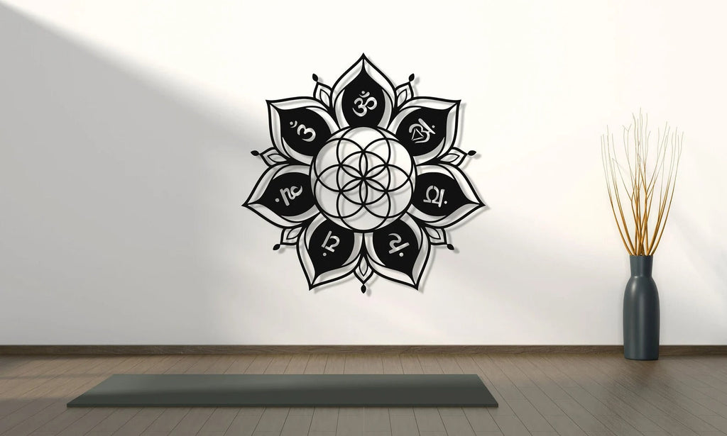 Seven Chakra Flower of Life Metal Wall Art Decor