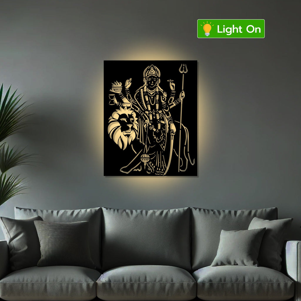 Sherawali Mata Design Metal Art Wall Decor