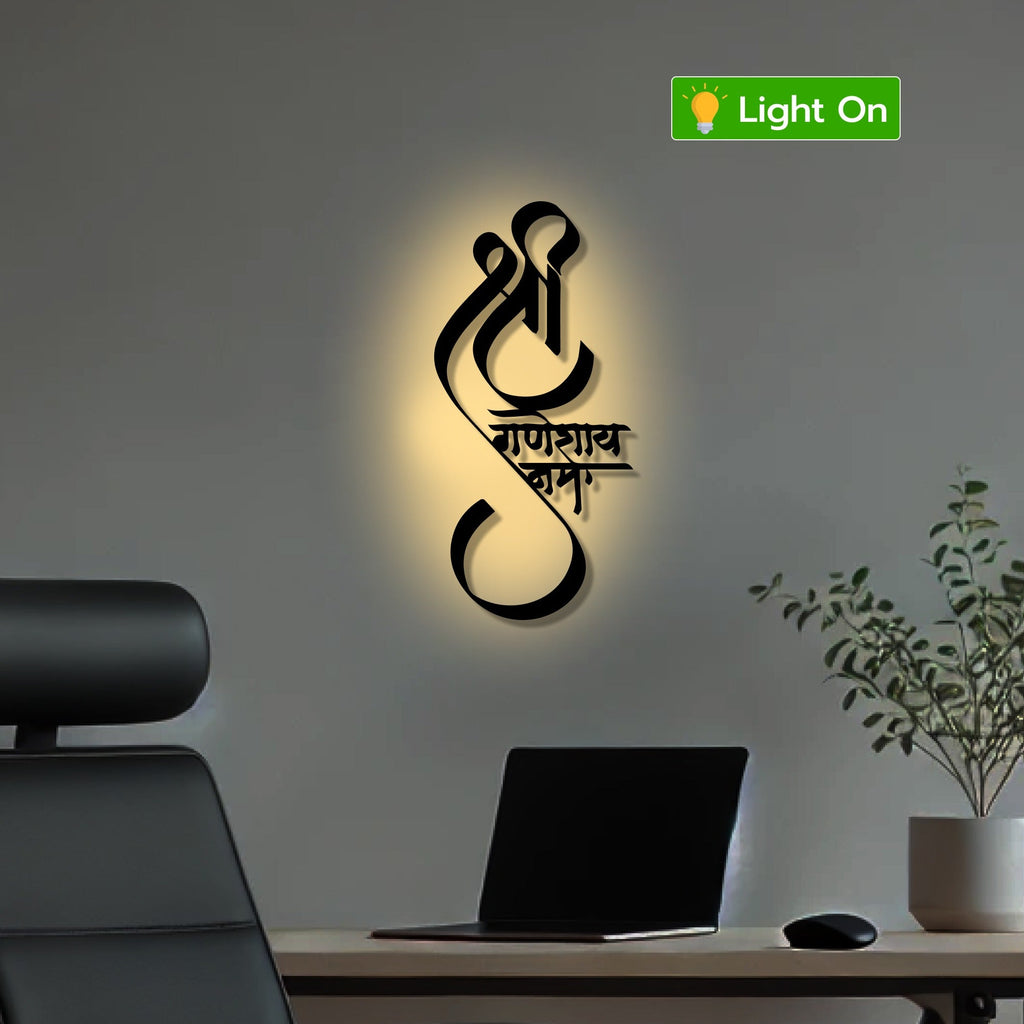 Shree Ganesha Mantra Metal Art Devotion Wall Decor
