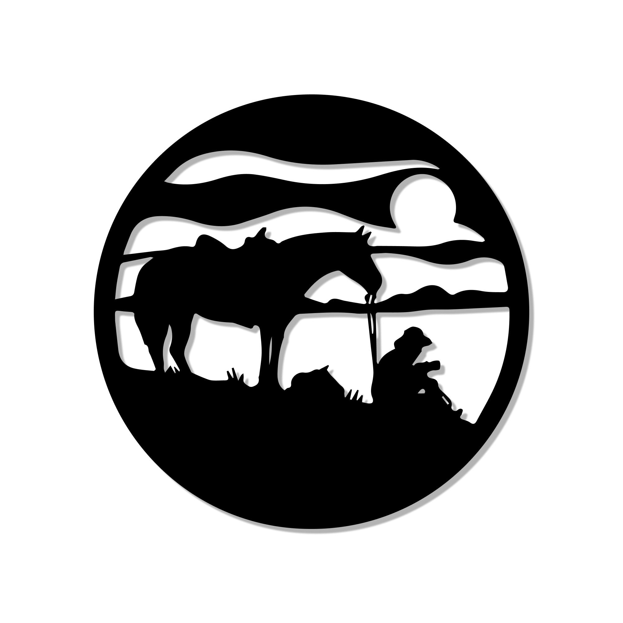 Silhouettes of Man & Horse Metal Art Wall Decor