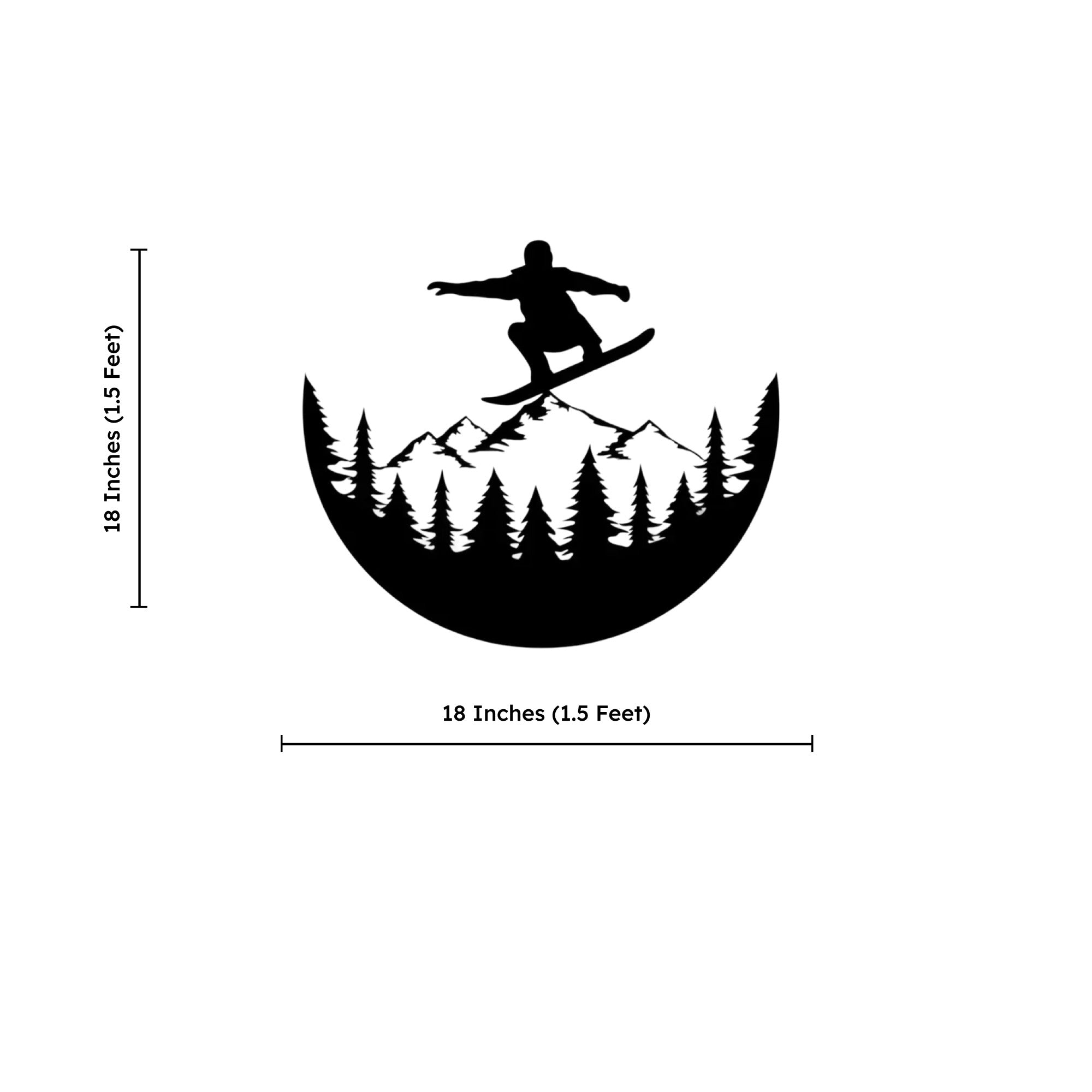 Snowboarder Half Circle Scenery Metal Wall Art Decor