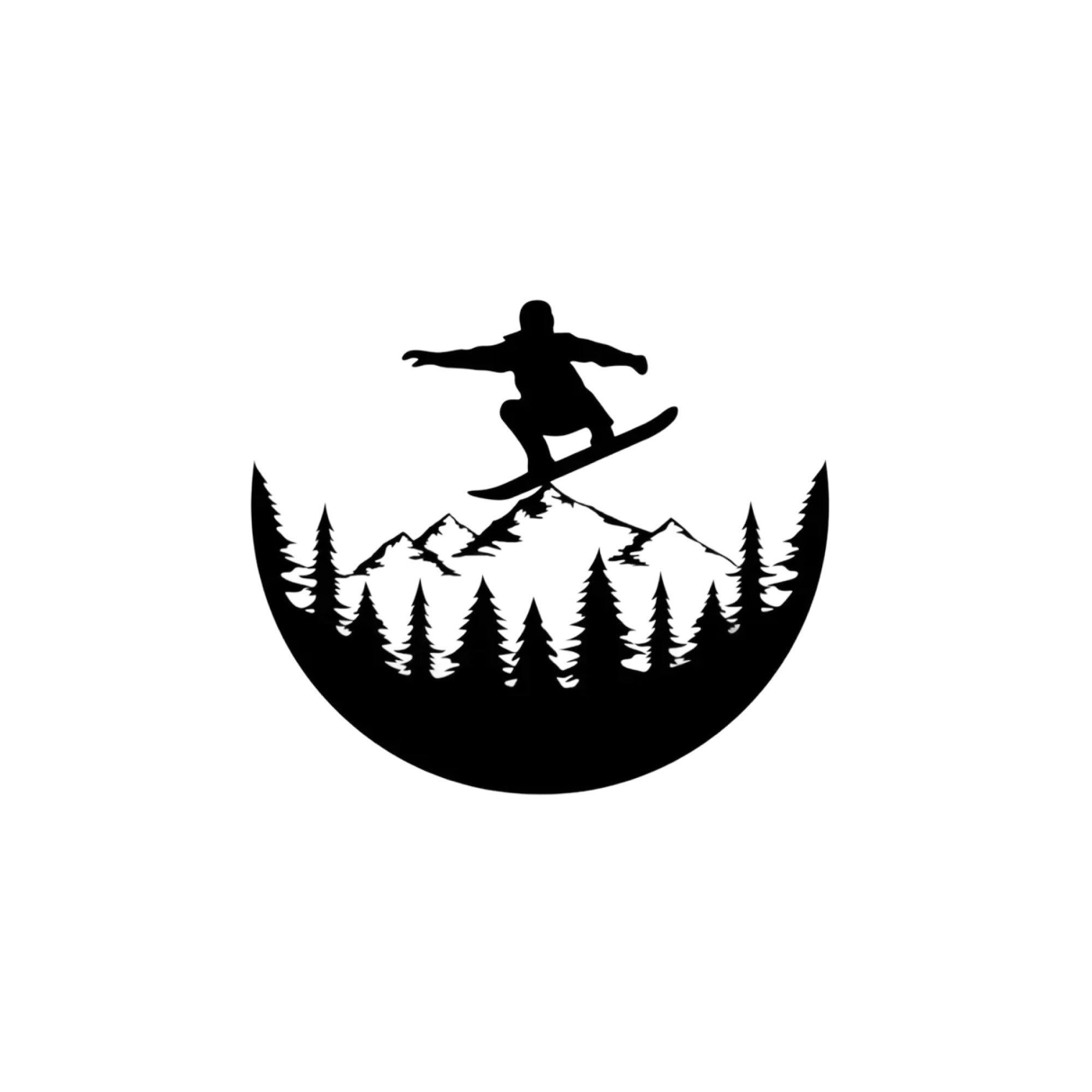 Snowboarder Half Circle Scenery Metal Wall Art Decor