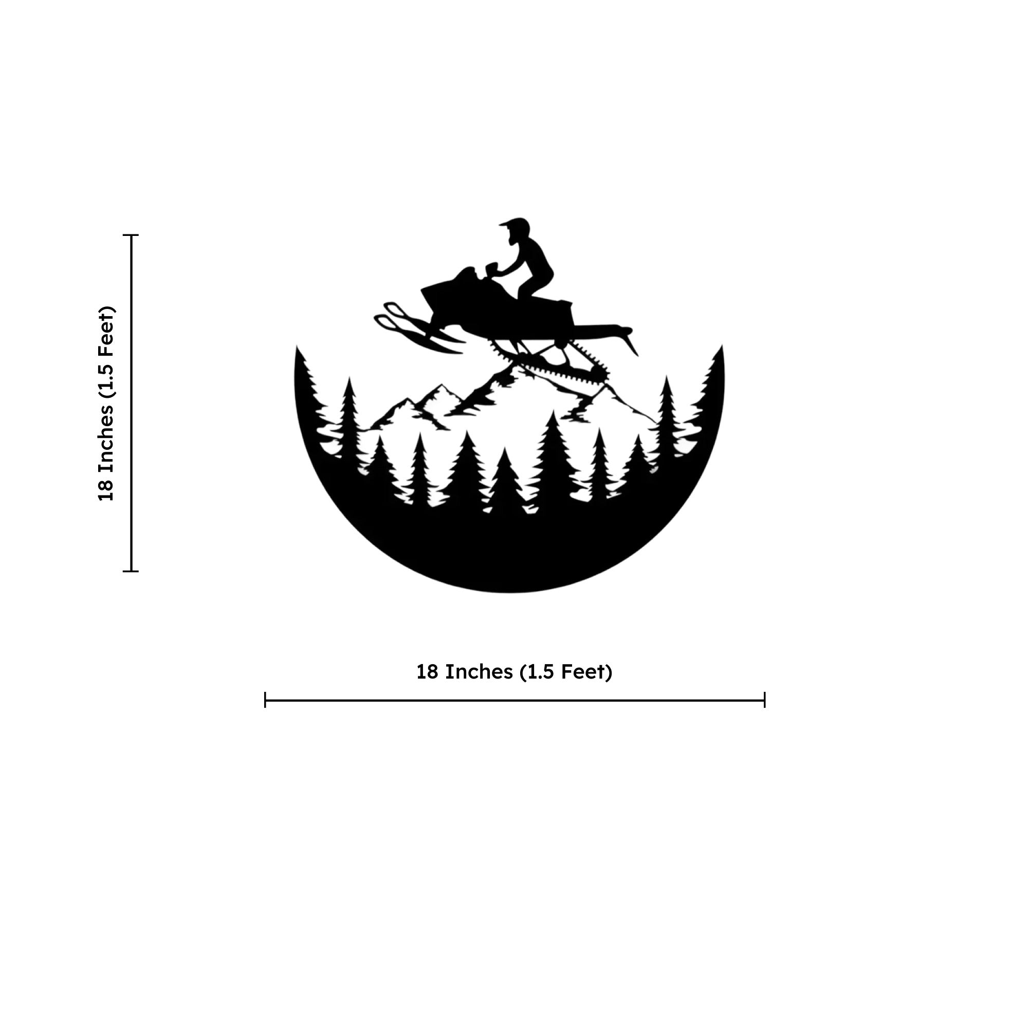 Snowmobile Mountain Rider Metal Art Wall Decor