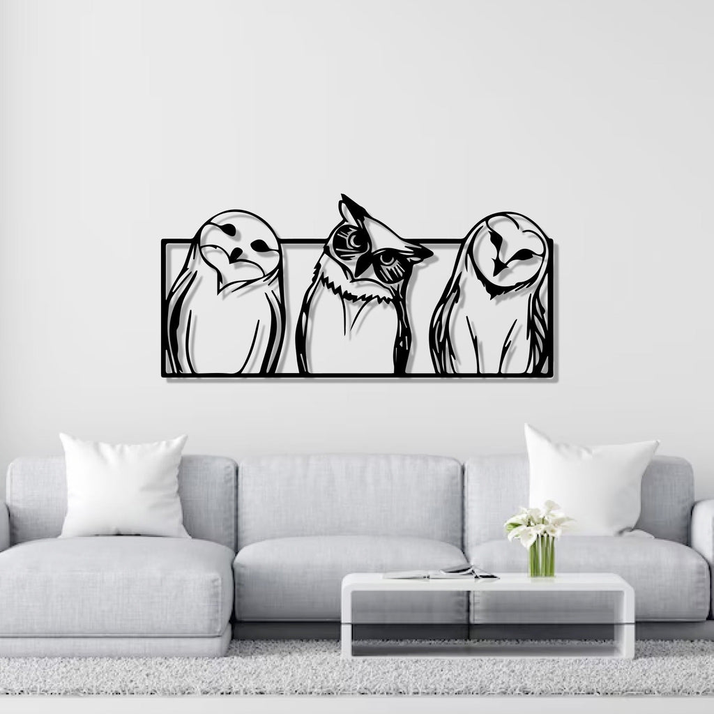 Snowy Owl Modern Design Metal Art Wall Decor