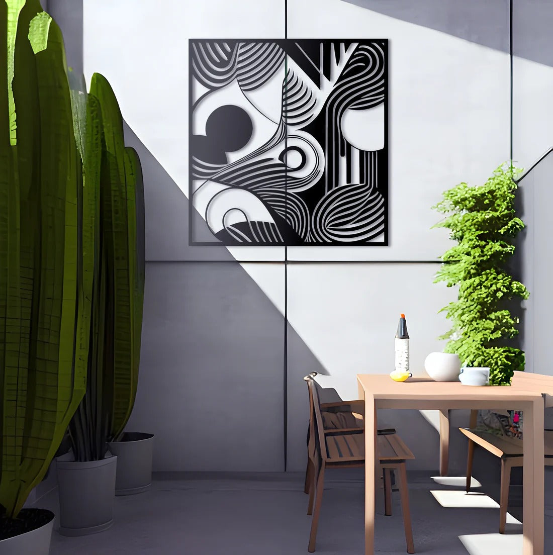 Square Organic Flow Waves Design Metal Art Wall Decor