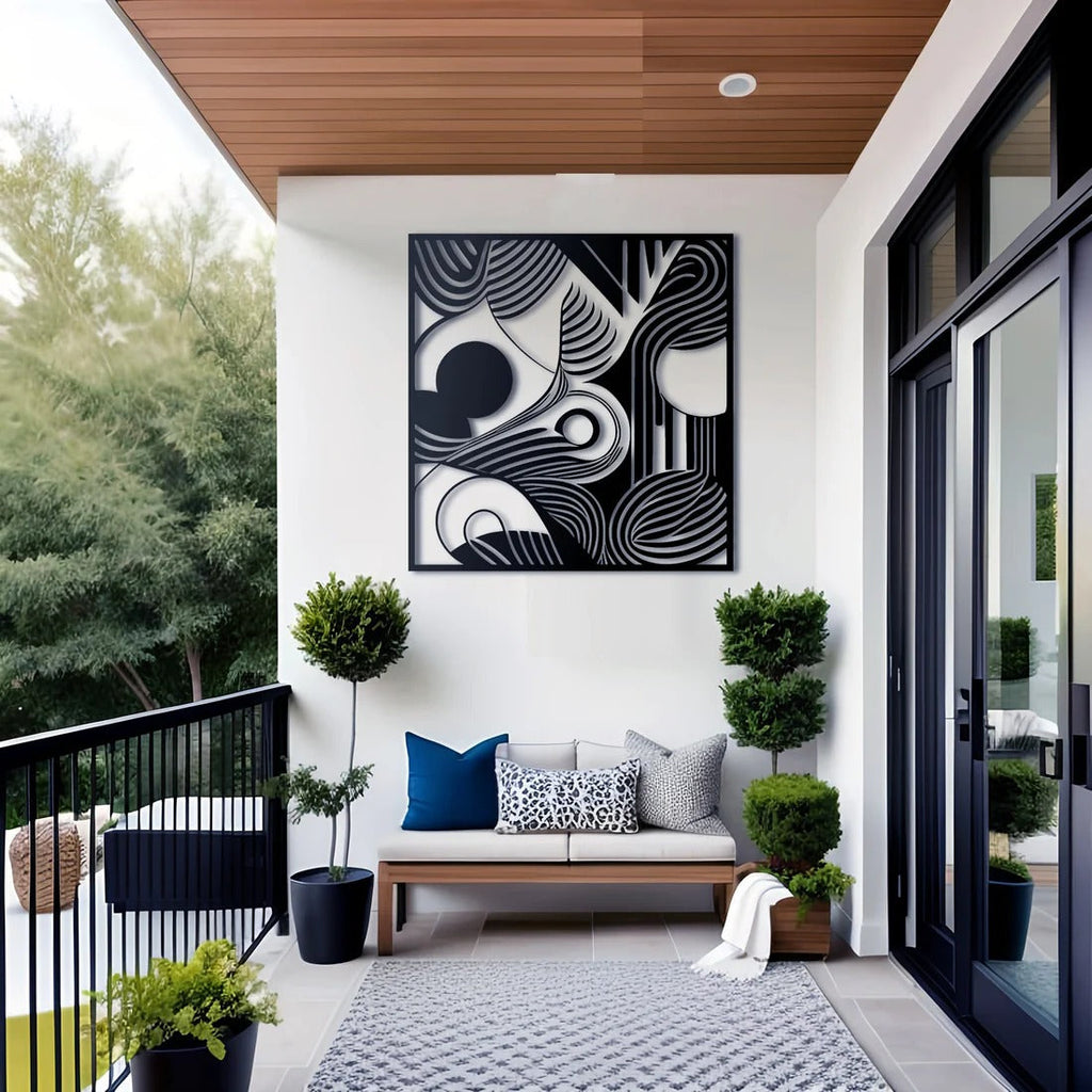 Square Organic Flow Waves Design Metal Art Wall Decor