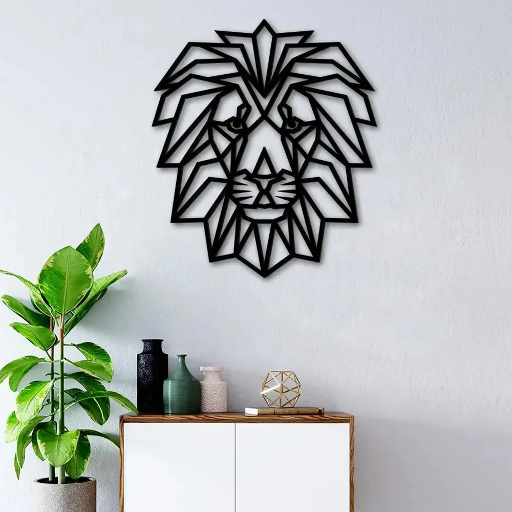 Stylish Lion Face Metal Wall Art Modern Decor