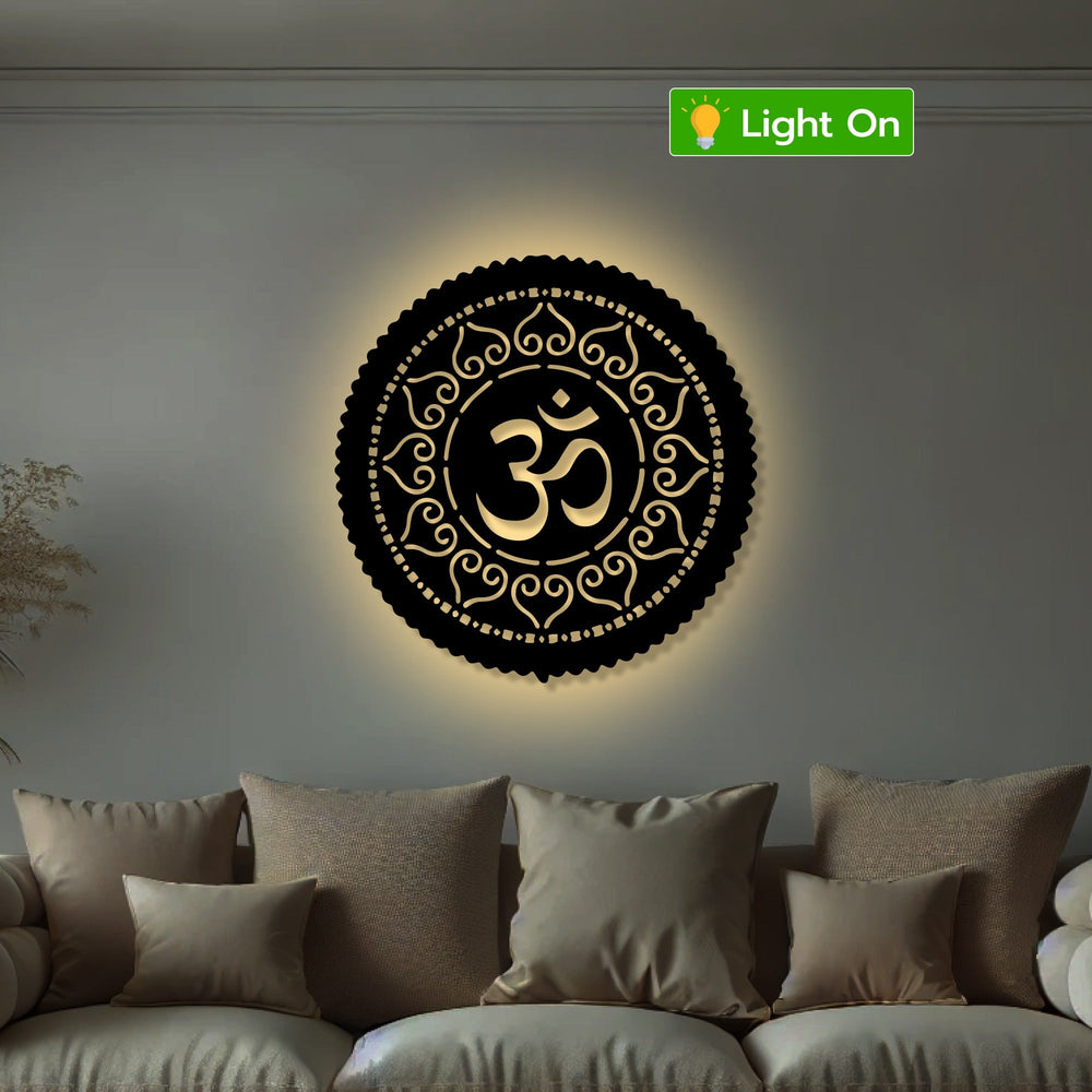 Symbol of Peace Om Circle Design Metal Art Wall Decor