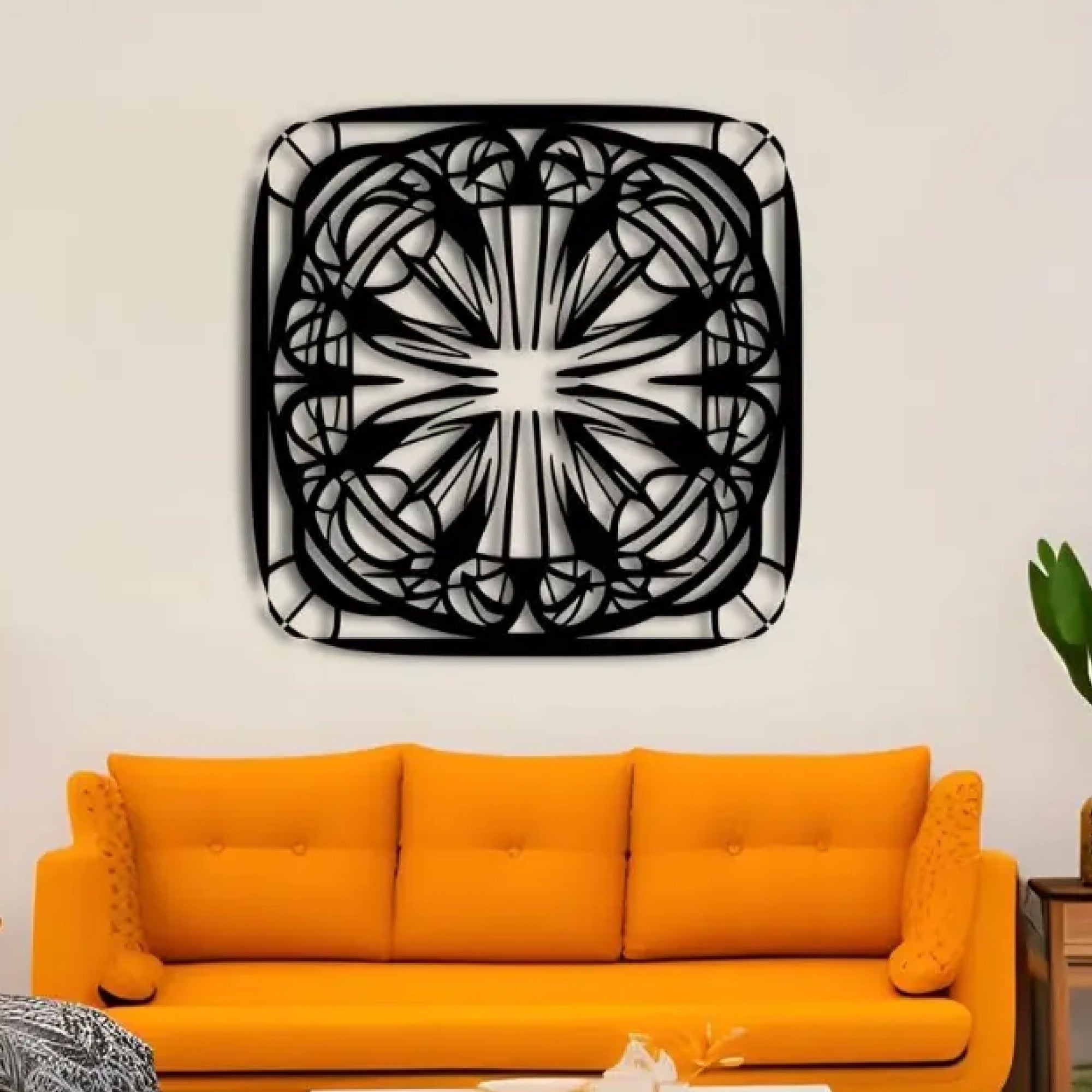 Symmetrical Mandala Fine Square Metal Art Wall Decor