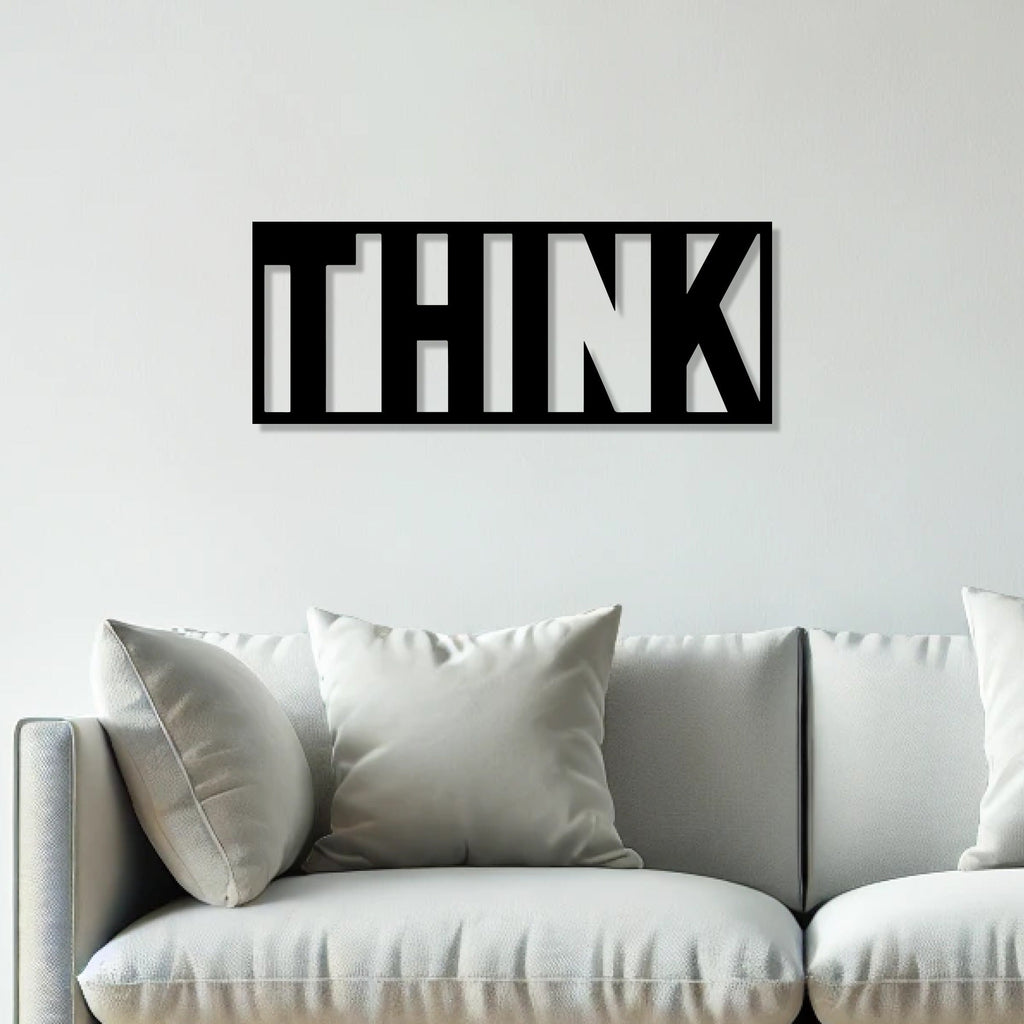 Think Text Rectangle Shape Metal Art Wall Decor