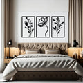 Three Piece Modern Plant Frames Metal Wall Art Decor