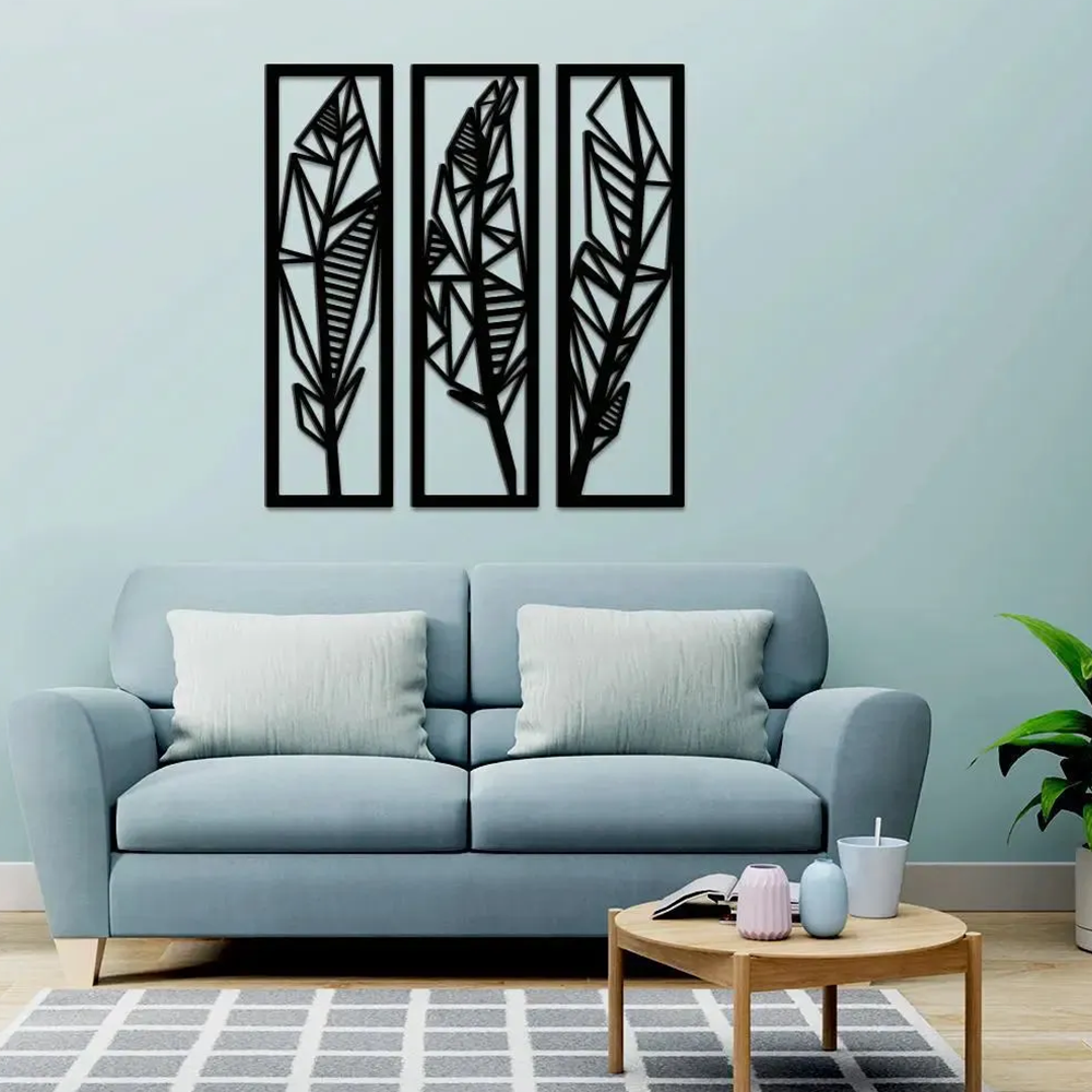 Three Tropical Leafs Frames Wall Metal Art Decor