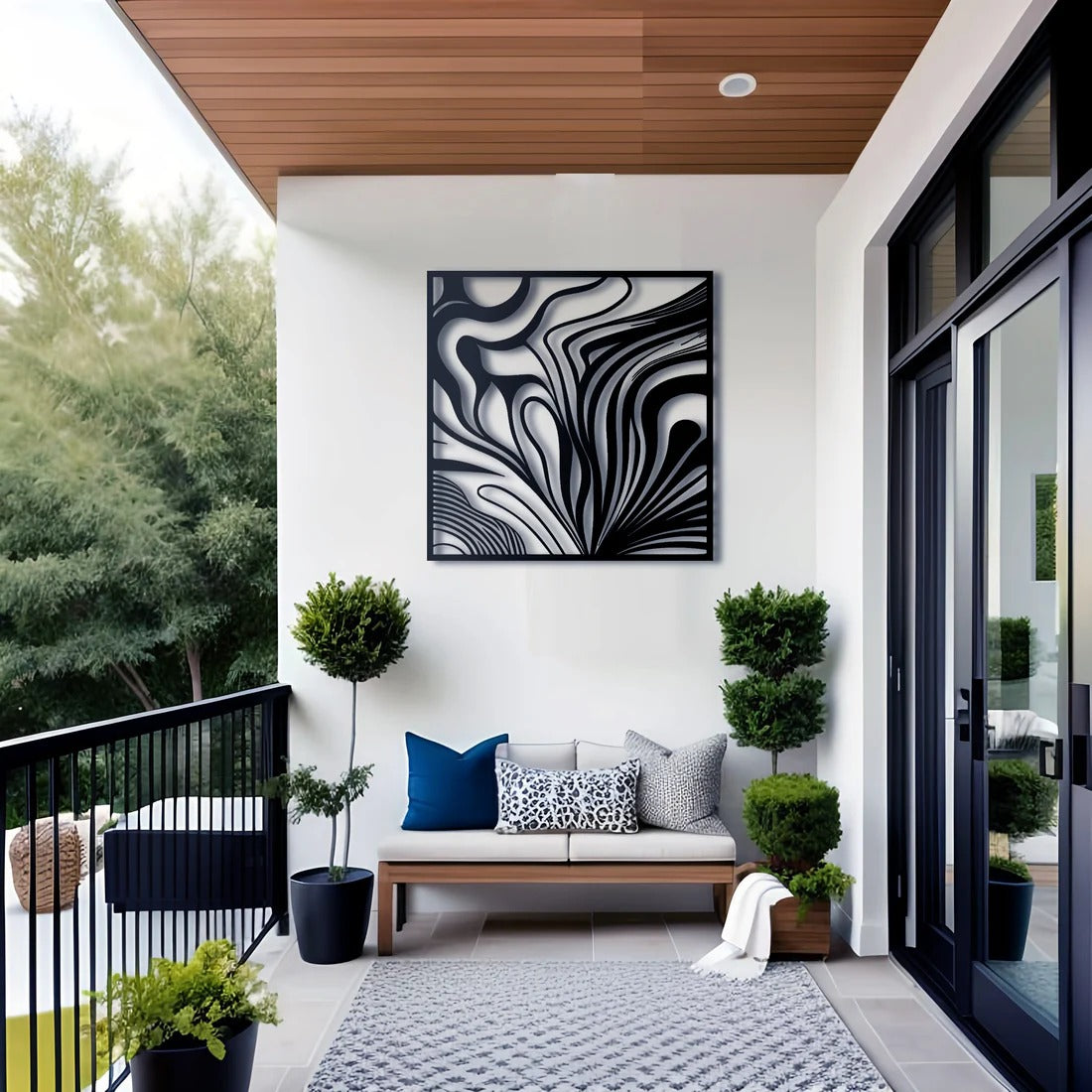 Tiger Stripes Abstract Square Metal Art Wall Decor