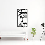 Time For Wine Sign Frame Metal Art Wall Decor