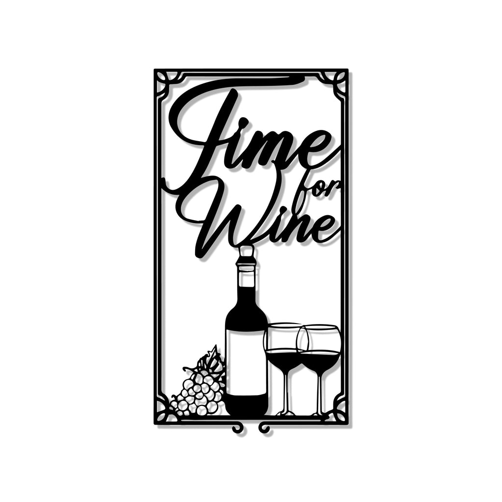 Time For Wine Sign Frame Metal Art Wall Decor
