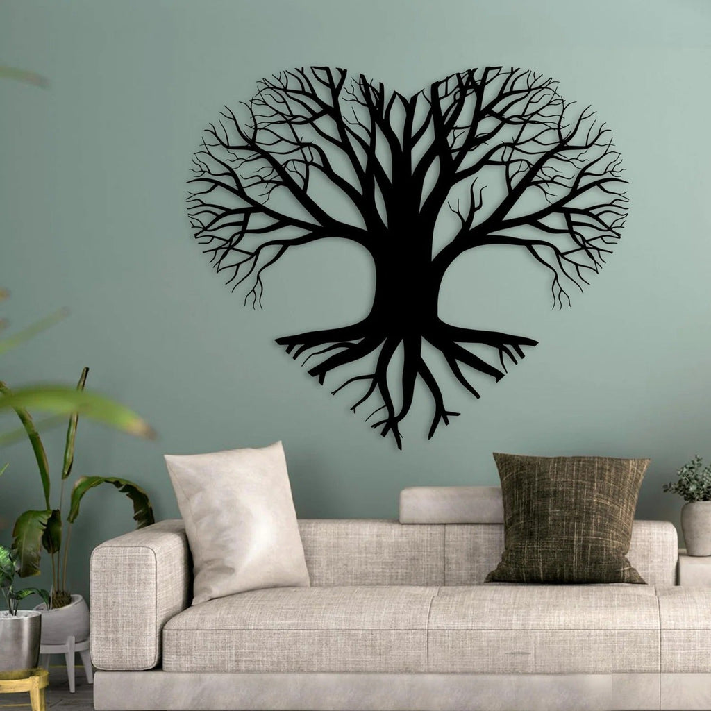 Tree of Life Heart Shape Design Metal Wall Art Decor