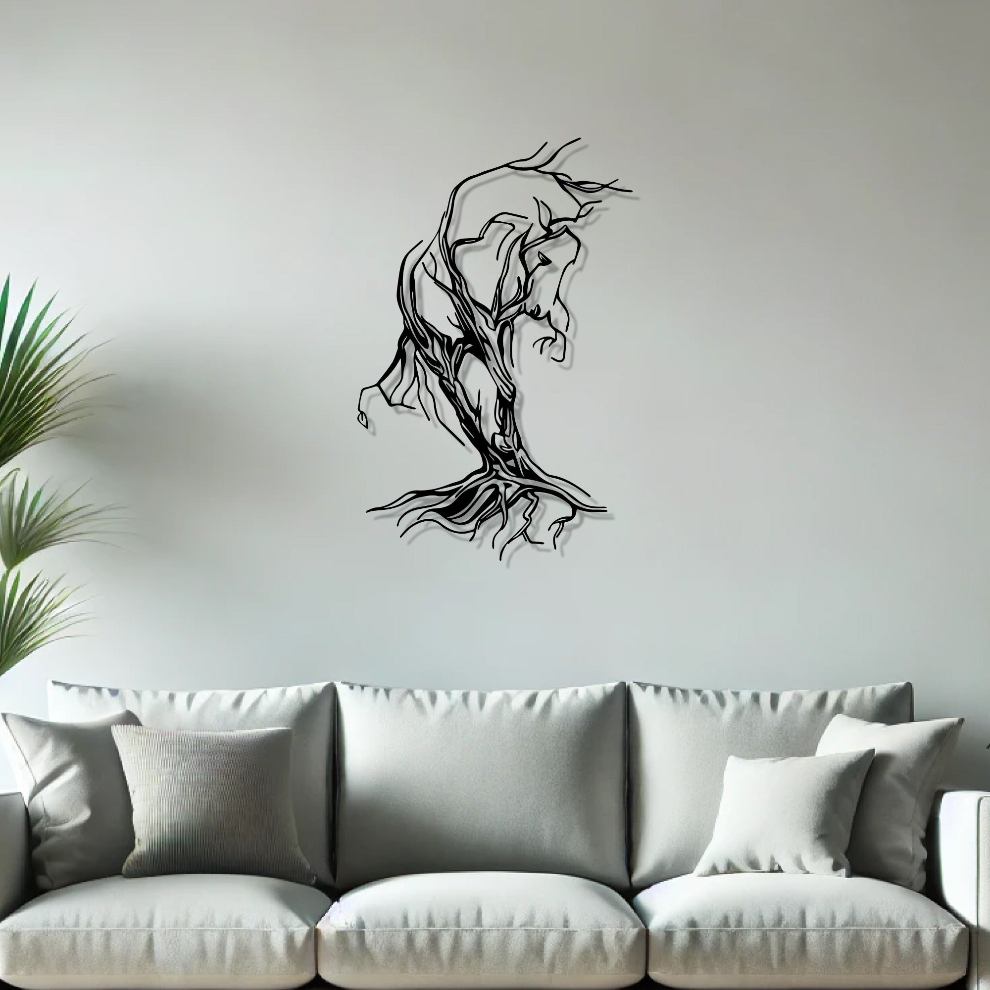 Tree Roots Design Horse Metal Art Wall Decor