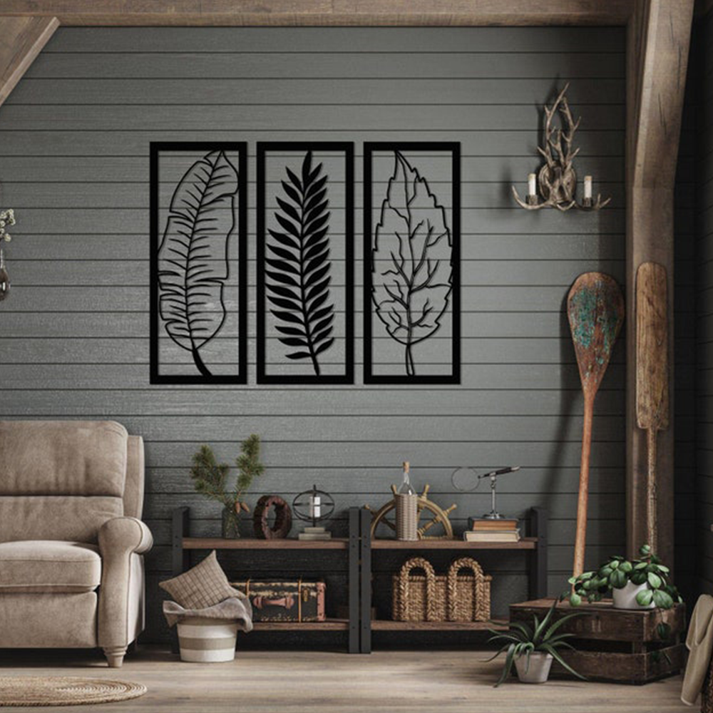 Tropical Foliage Trio Leafs Wall Metal Art Decor