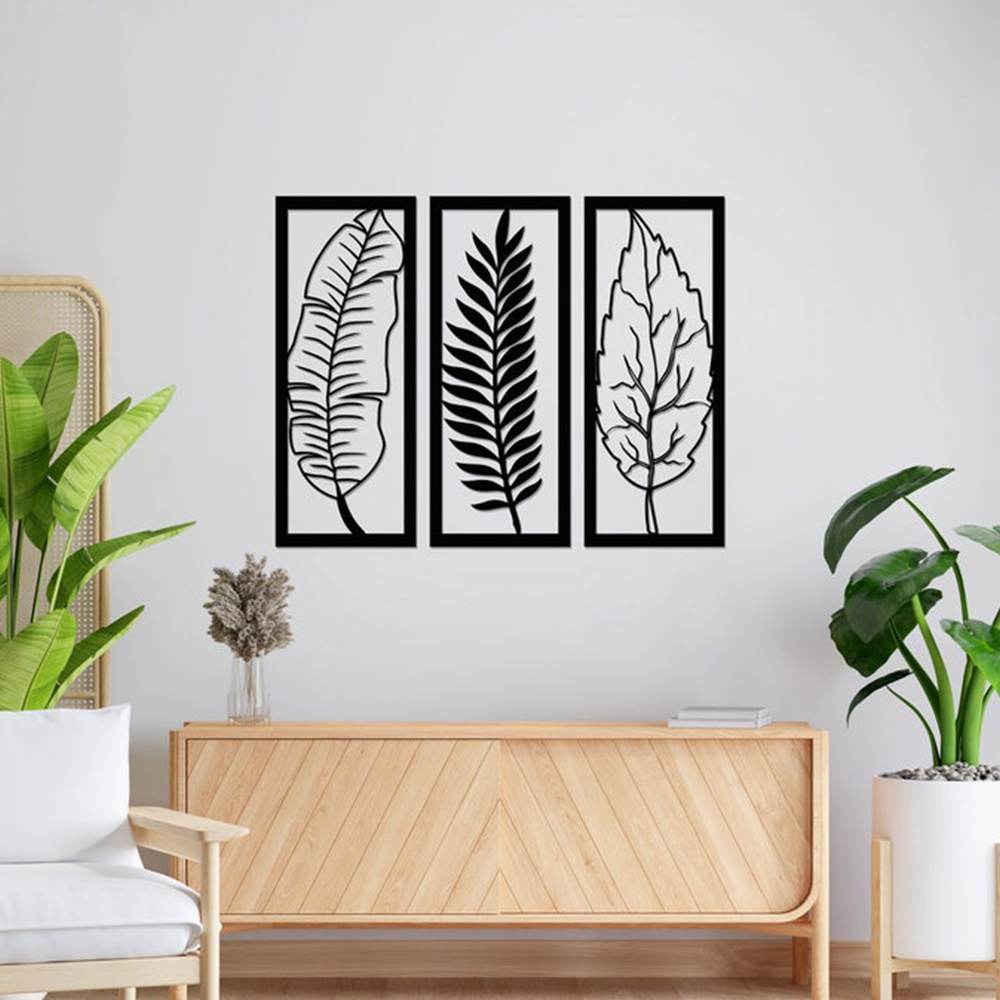 Tropical Foliage Trio Leafs Wall Metal Art Decor