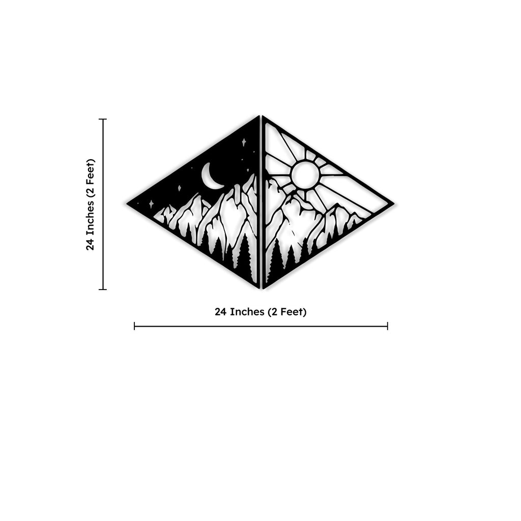 Two Shades of Day Behind Mountains Metal Art Wall Decor