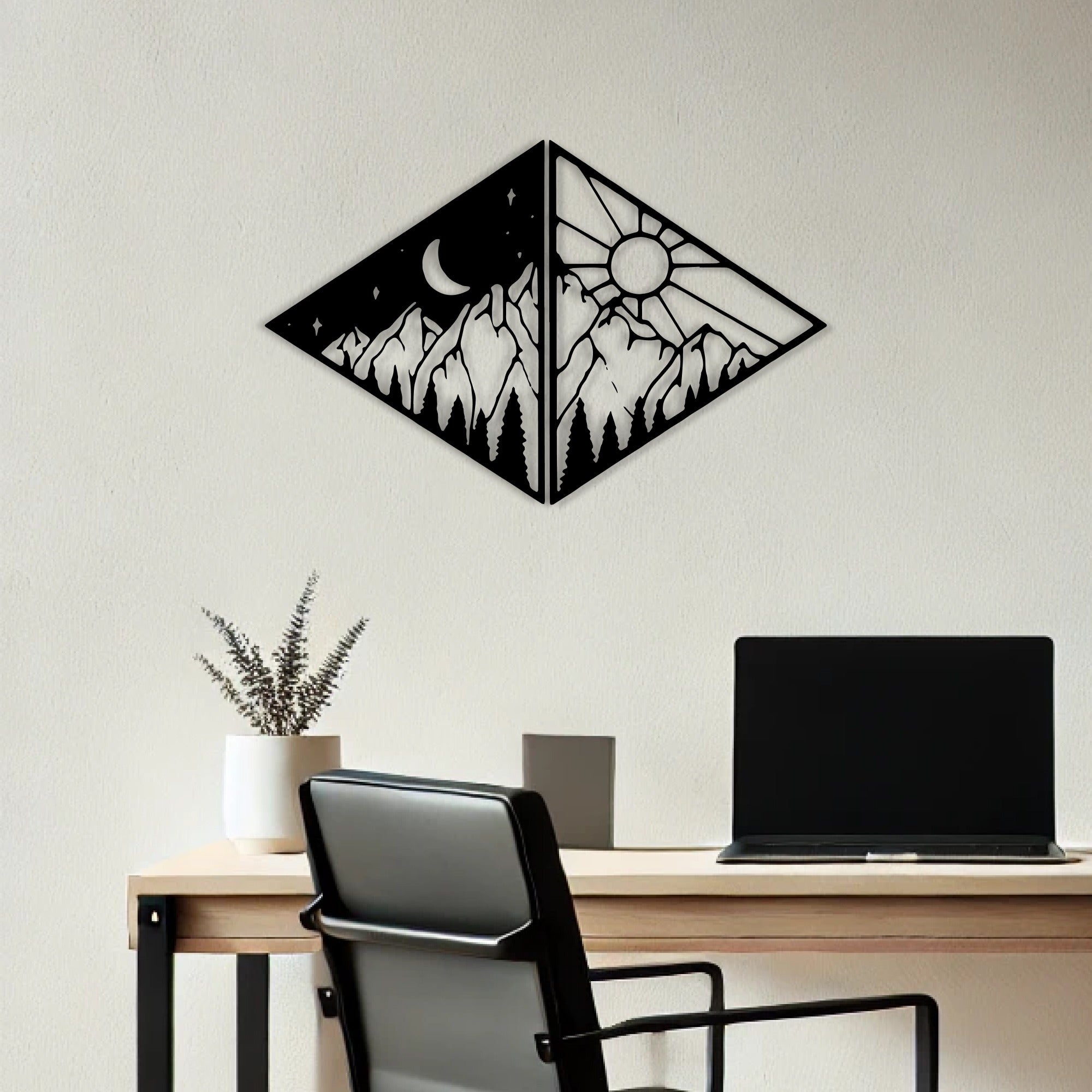 Two Shades of Day Behind Mountains Metal Art Wall Decor