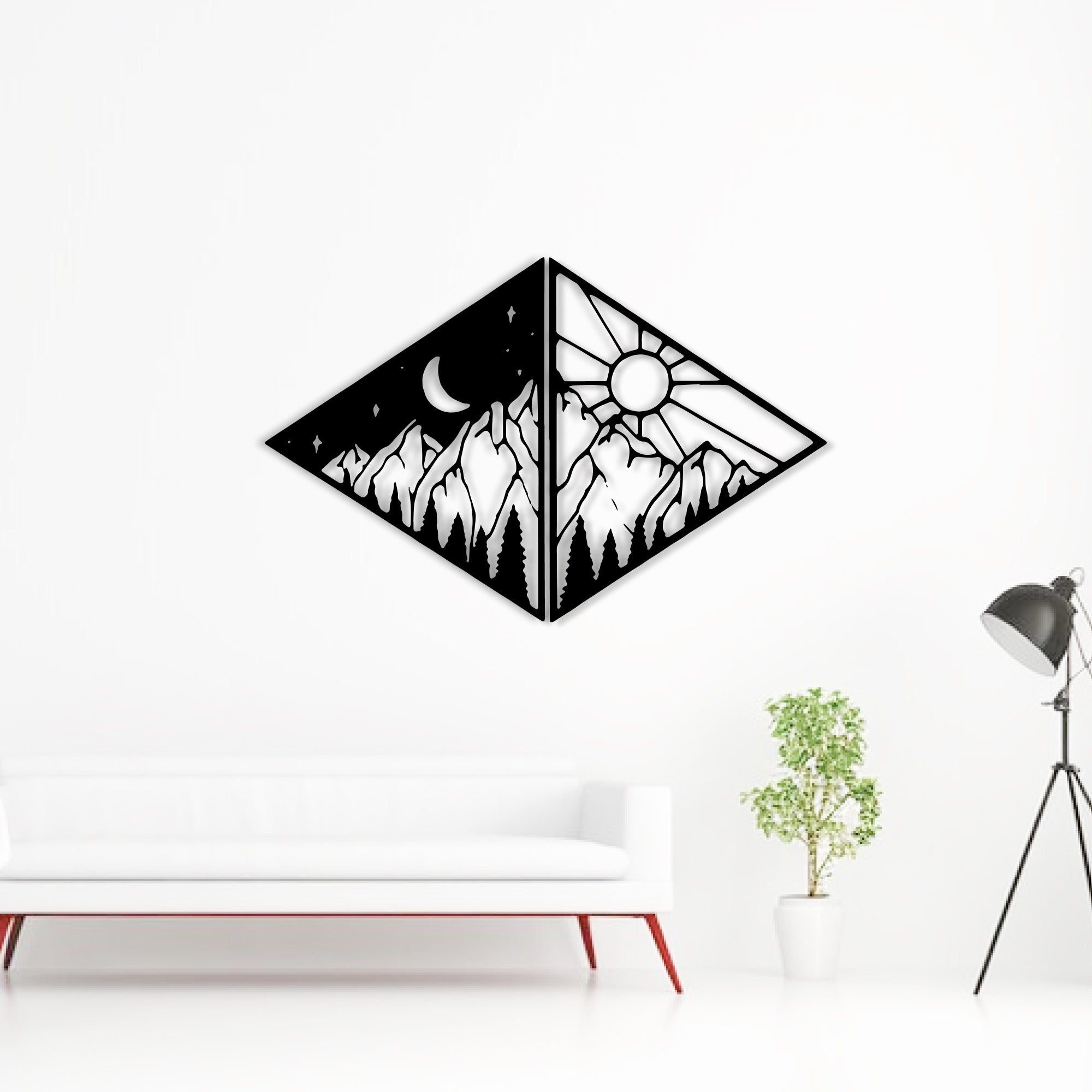 Two Shades of Day Behind Mountains Metal Art Wall Decor