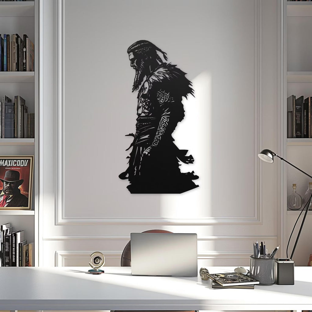 Viking Warrior Silhouette Metal Art Wall Decor