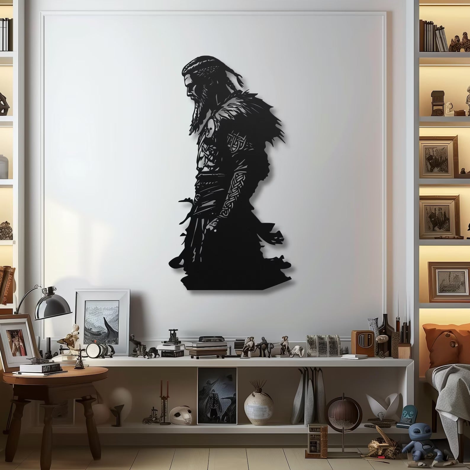 Viking Warrior Silhouette Metal Art Wall Decor