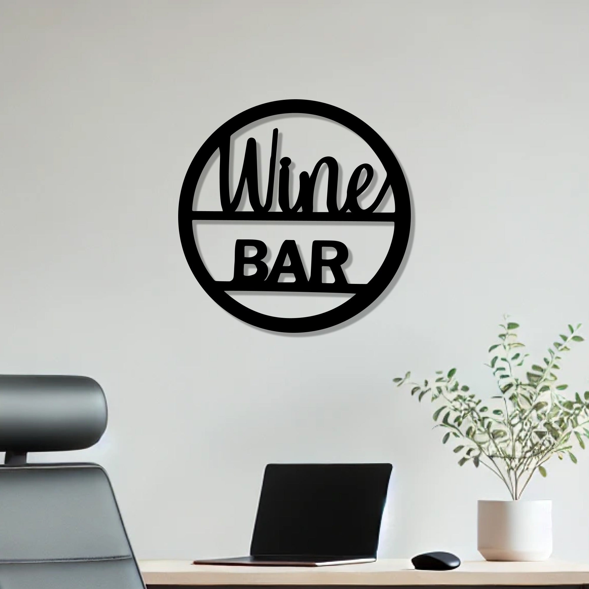 Wine Bar Text Sign Metal Art Wall Decor