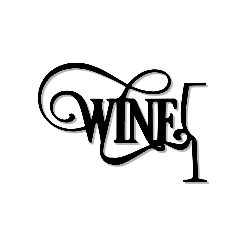 Wine Text with Glass Shape Metal Wall Art Decor