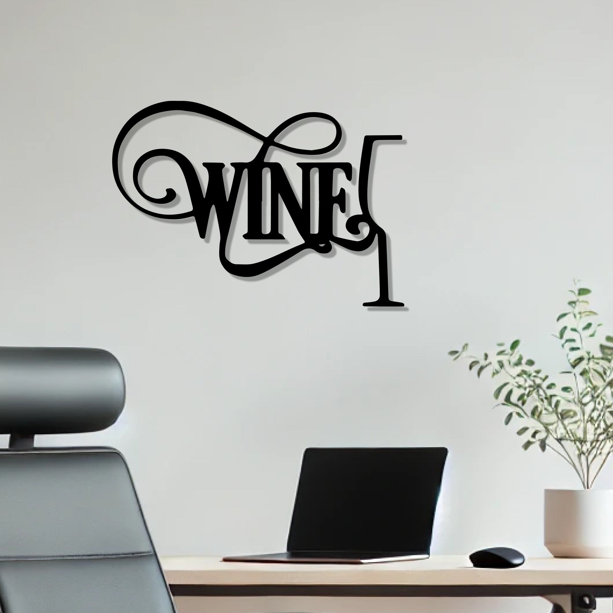 Wine Text with Glass Shape Metal Wall Art Decor