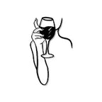 Woman Drinking Wine Minimalist Line Metal Art Decor