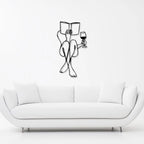 Woman Reading Book Silhouette Metal Art Wall Decor
